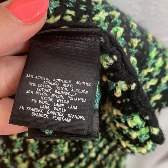 Anthropologie Moth Neon Pop Tweed Black Knit Fit & Flare Skirt size Medium - Picture 5 of 8